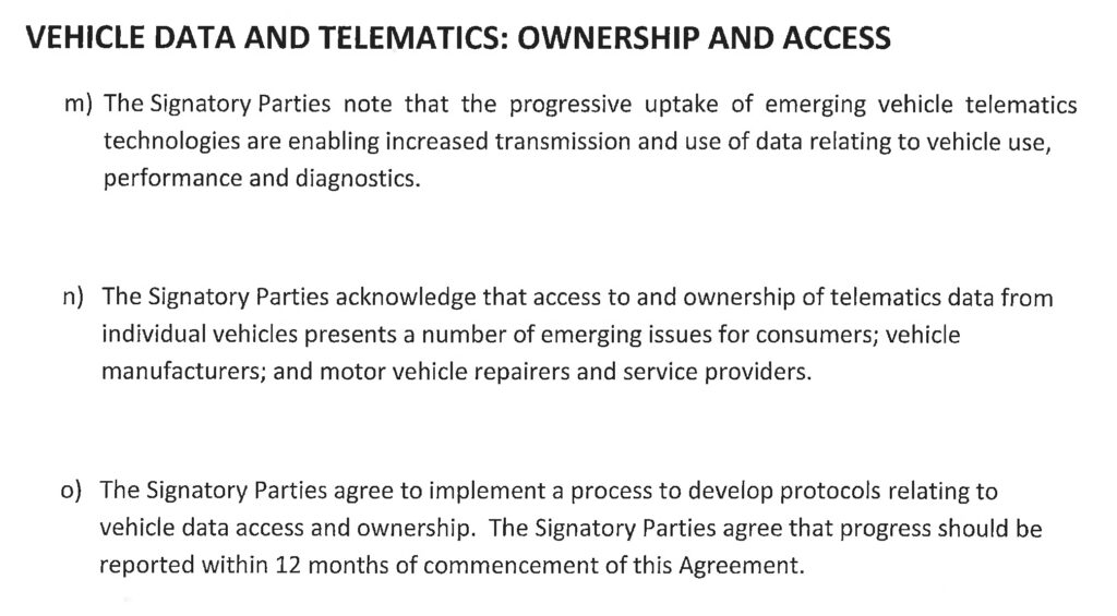 Extract from information sharing agreement