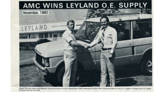 Rick Pickering (right) celebrates Leyland supply deal for AMC Air